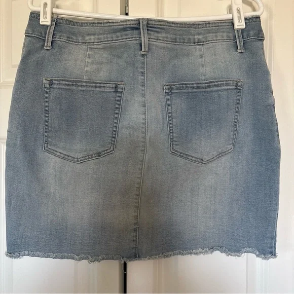 Maurices Light Blue Button-Front Denim Mini Skirt - Picture 9 of 13